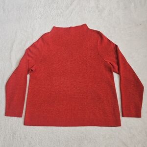 Eileen Fisher Reversible Mock Neck Sweater Red Black Oversized Womens PL